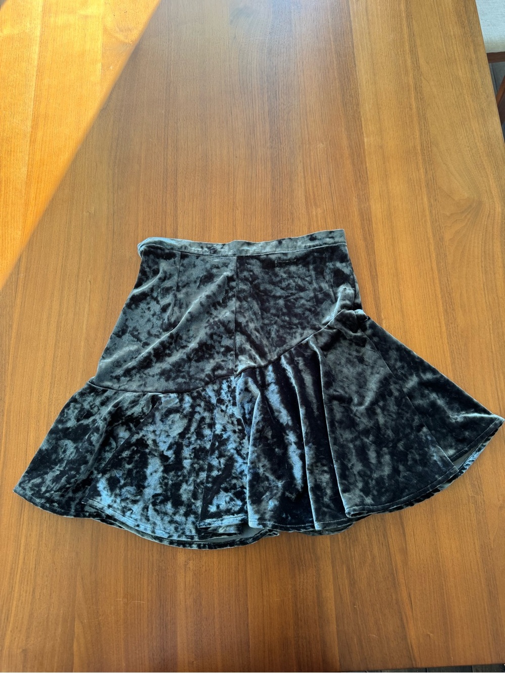 Dark grey Velvet Flared Women's Skirt